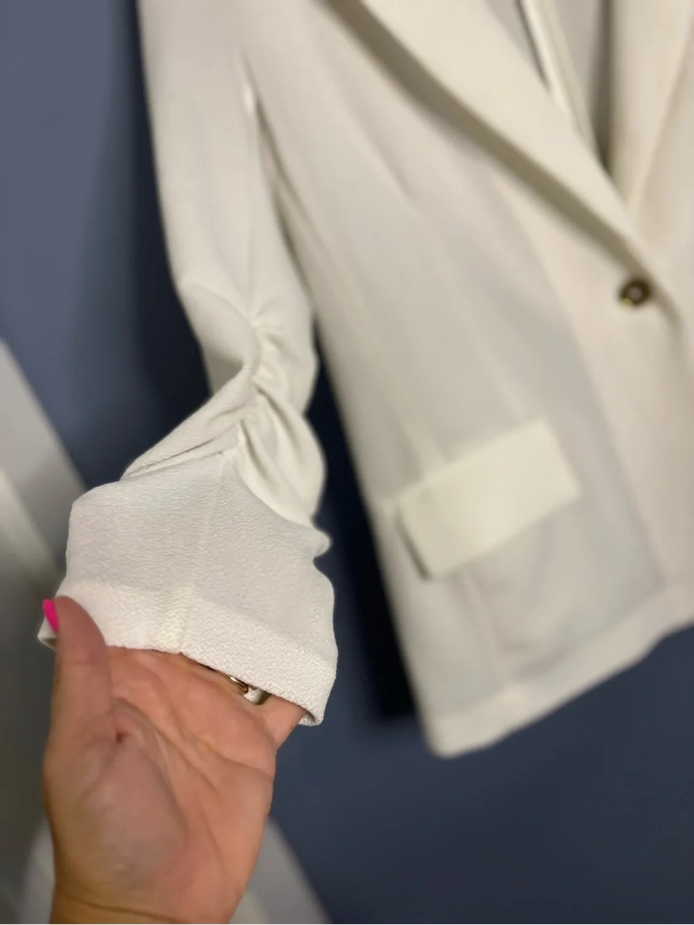 MICHAEL Michael Kors Cream Single-Button Textured Blazer